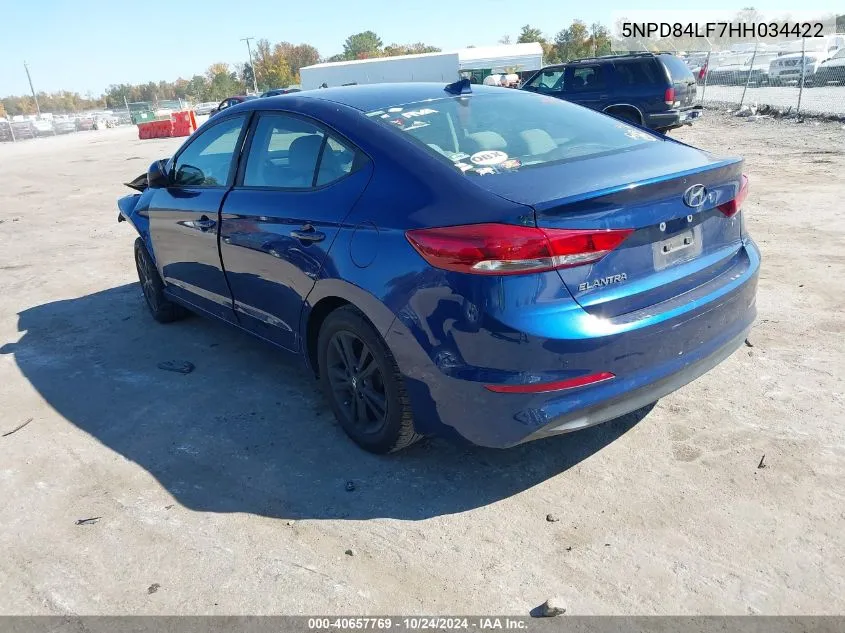 2017 Hyundai Elantra Se VIN: 5NPD84LF7HH034422 Lot: 40657769