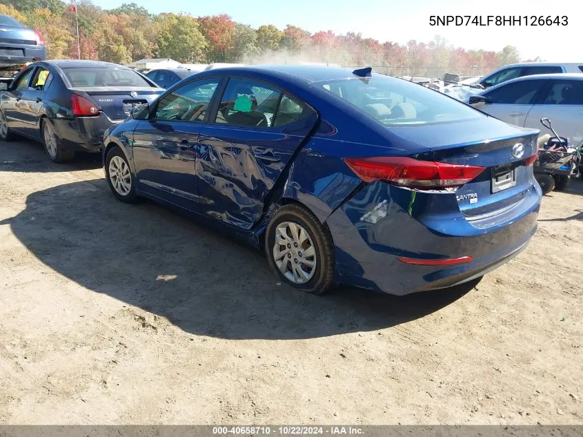 2017 Hyundai Elantra Se VIN: 5NPD74LF8HH126643 Lot: 40658710