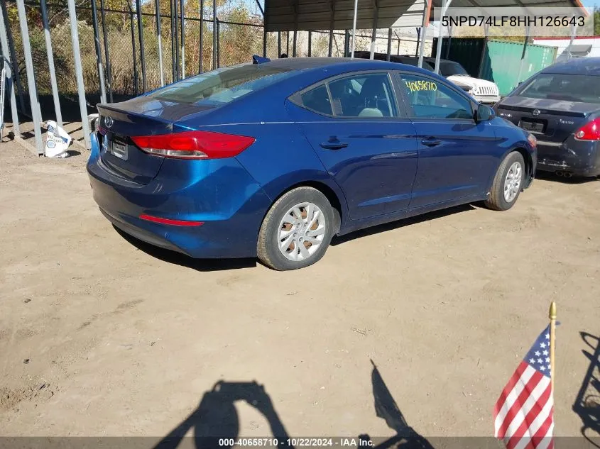 2017 Hyundai Elantra Se VIN: 5NPD74LF8HH126643 Lot: 40658710