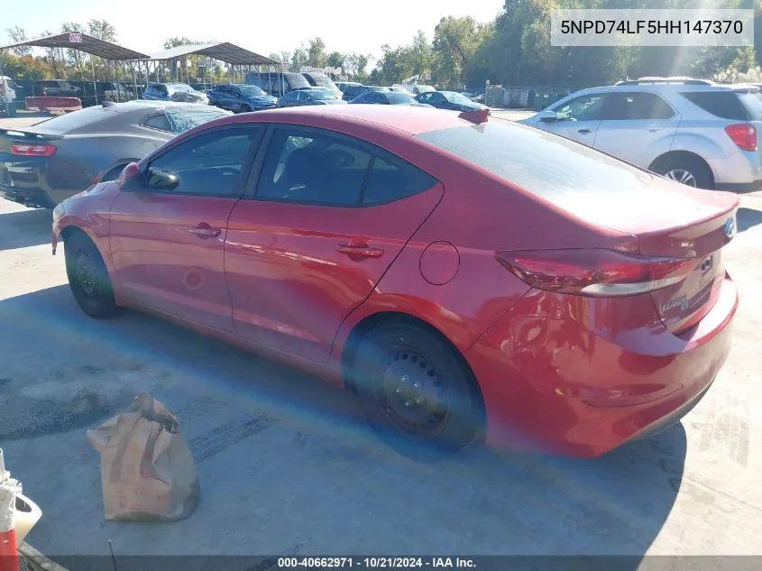 5NPD74LF5HH147370 2017 Hyundai Elantra Se