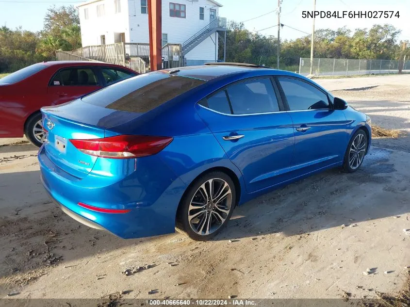 2017 Hyundai Elantra Limited VIN: 5NPD84LF6HH027574 Lot: 40666640