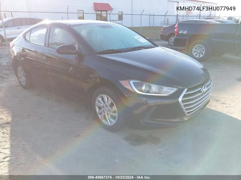 KMHD74LF3HU077949 2017 Hyundai Elantra Se