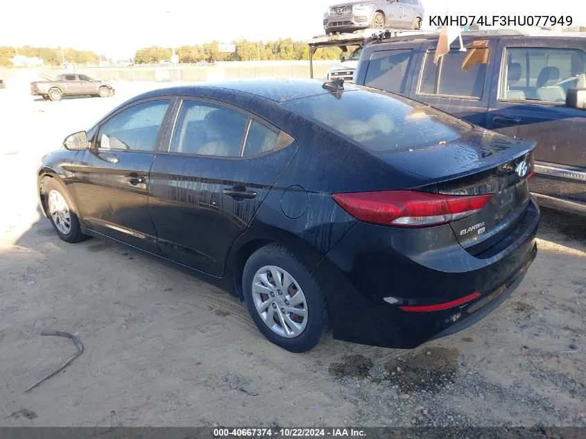 KMHD74LF3HU077949 2017 Hyundai Elantra Se