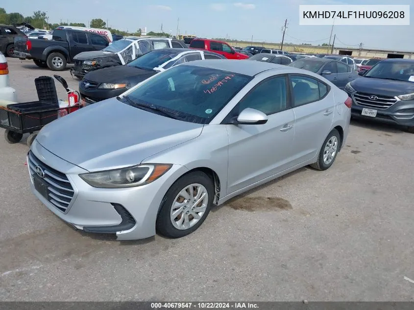 2017 Hyundai Elantra Se VIN: KMHD74LF1HU096208 Lot: 40679547