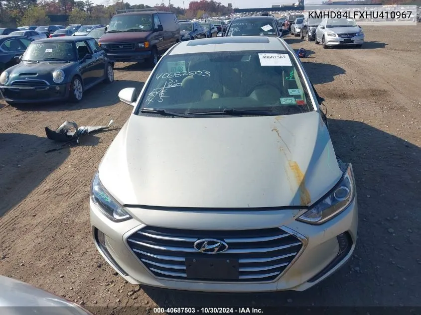 2017 Hyundai Elantra Value Edition VIN: KMHD84LFXHU410967 Lot: 40687503