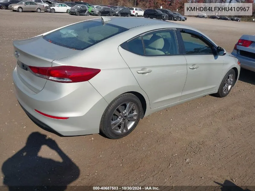 2017 Hyundai Elantra Value Edition VIN: KMHD84LFXHU410967 Lot: 40687503