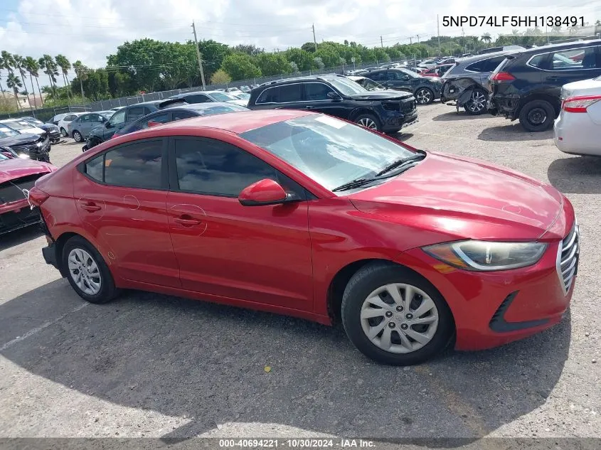 2017 Hyundai Elantra Se VIN: 5NPD74LF5HH138491 Lot: 40694221