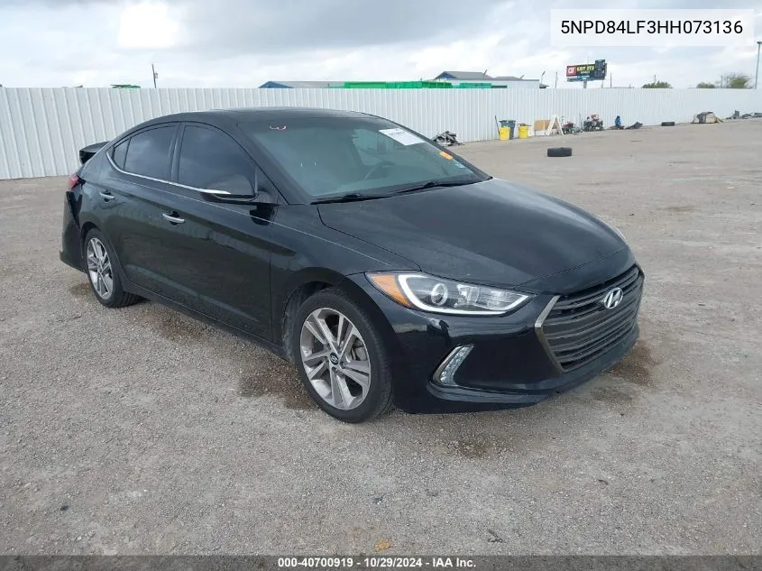 2017 Hyundai Elantra Limited VIN: 5NPD84LF3HH073136 Lot: 40700919