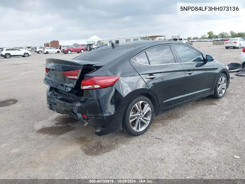 2017 Hyundai Elantra Limited VIN: 5NPD84LF3HH073136 Lot: 40700919