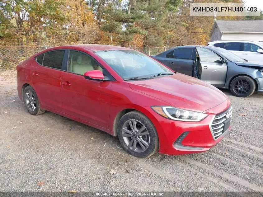 2017 Hyundai Elantra Se VIN: KMHD84LF7HU401403 Lot: 40716845