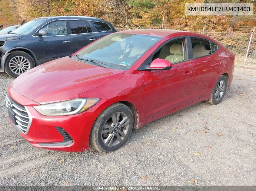 2017 Hyundai Elantra Se VIN: KMHD84LF7HU401403 Lot: 40716845