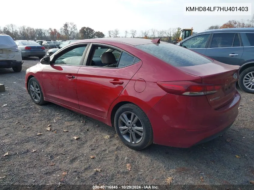 2017 Hyundai Elantra Se VIN: KMHD84LF7HU401403 Lot: 40716845