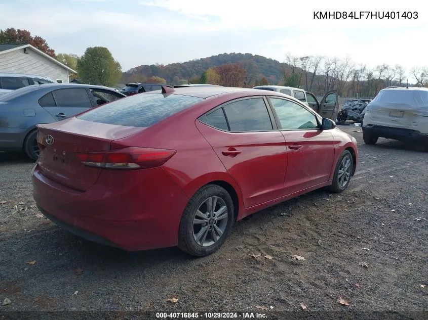 2017 Hyundai Elantra Se VIN: KMHD84LF7HU401403 Lot: 40716845