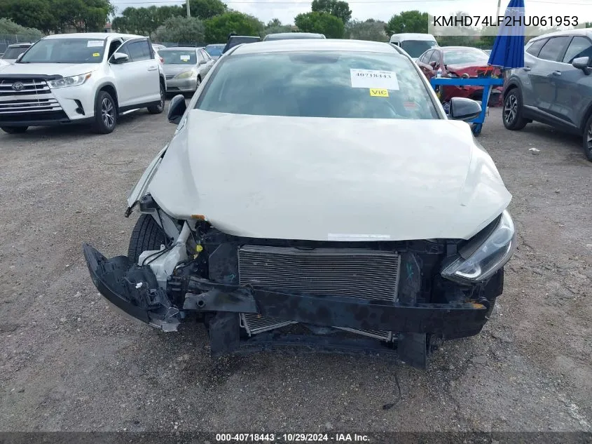 2017 Hyundai Elantra Se VIN: KMHD74LF2HU061953 Lot: 40718443