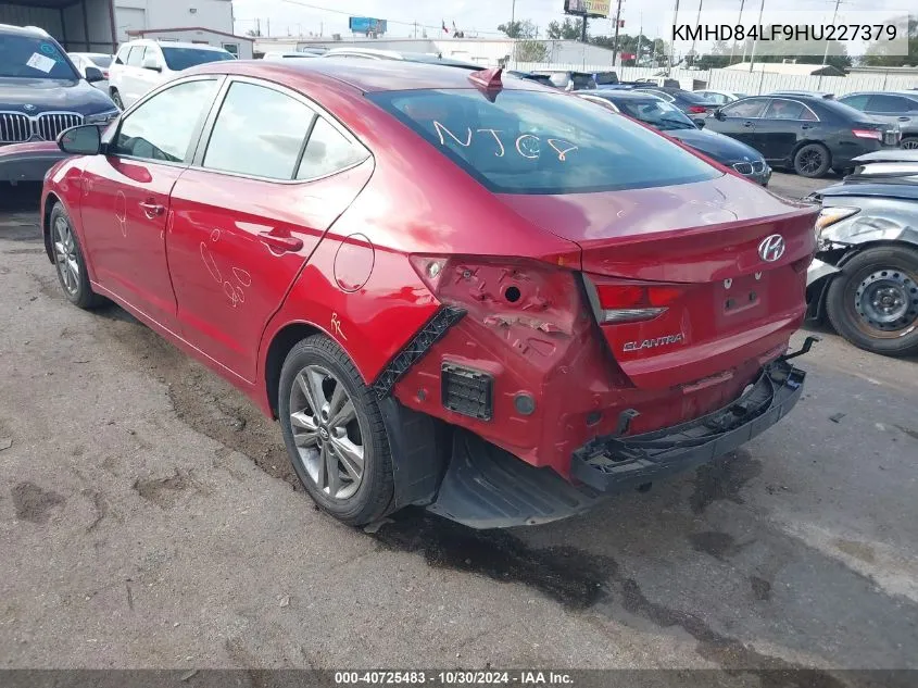 2017 Hyundai Elantra Se VIN: KMHD84LF9HU227379 Lot: 40725483