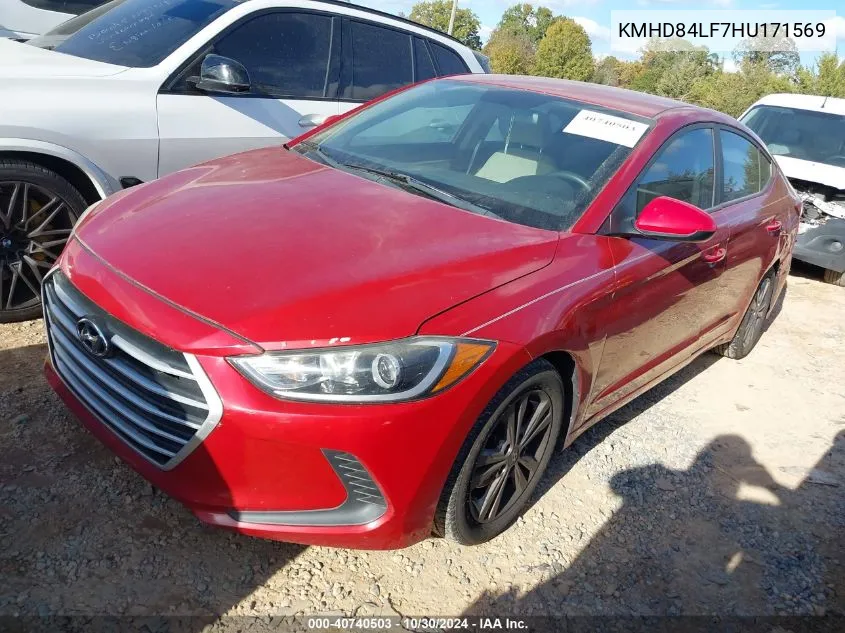 2017 Hyundai Elantra Se VIN: KMHD84LF7HU171569 Lot: 40740503