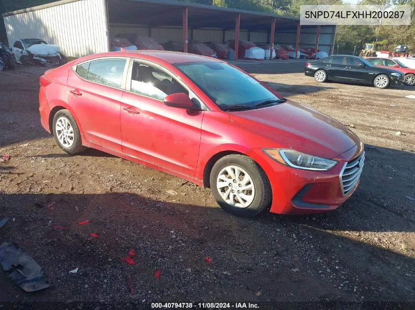 5NPD74LFXHH200287 2017 Hyundai Elantra Se