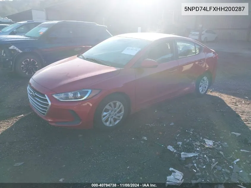 5NPD74LFXHH200287 2017 Hyundai Elantra Se