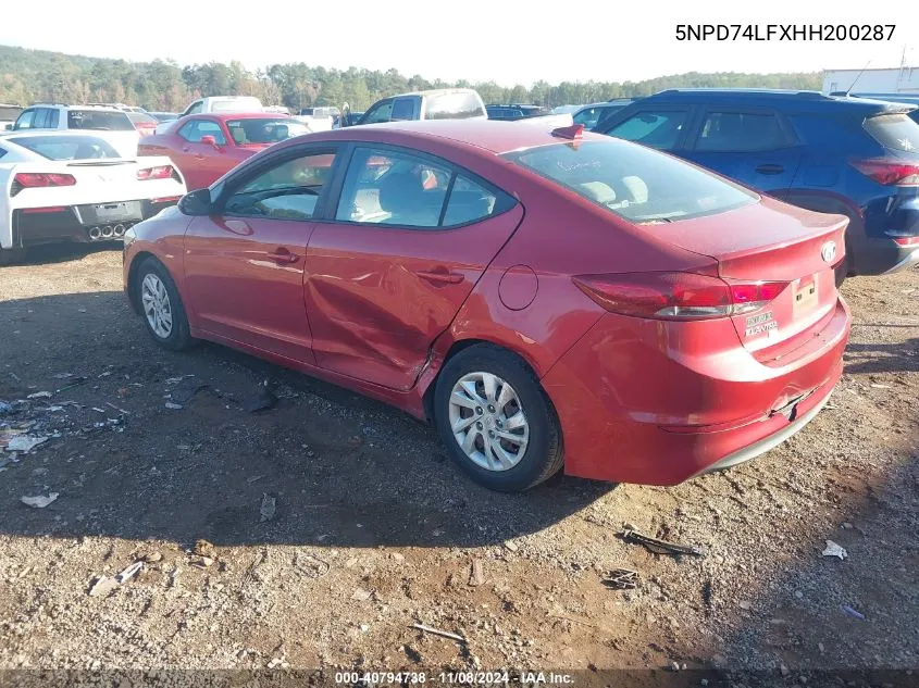 5NPD74LFXHH200287 2017 Hyundai Elantra Se