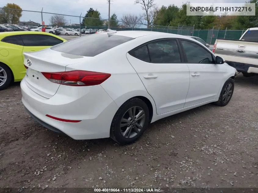 2017 Hyundai Elantra Value Edition VIN: 5NPD84LF1HH172716 Lot: 40819664