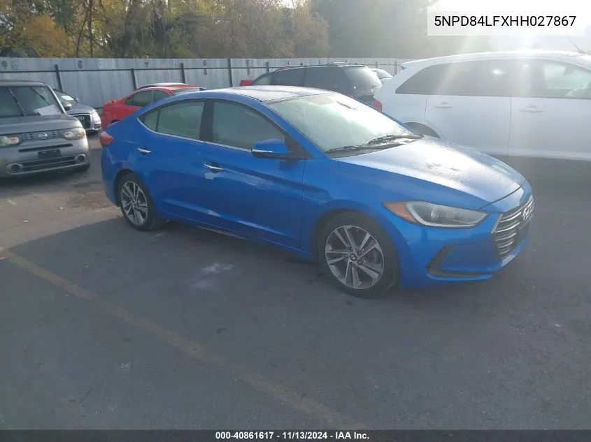 2017 Hyundai Elantra Limited VIN: 5NPD84LFXHH027867 Lot: 40861617