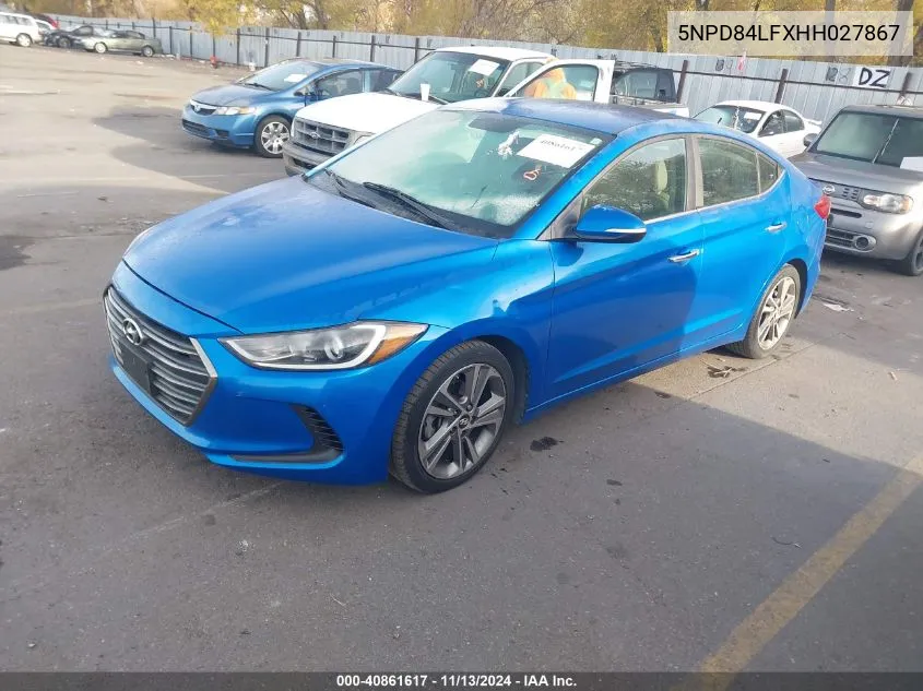 2017 Hyundai Elantra Limited VIN: 5NPD84LFXHH027867 Lot: 40861617