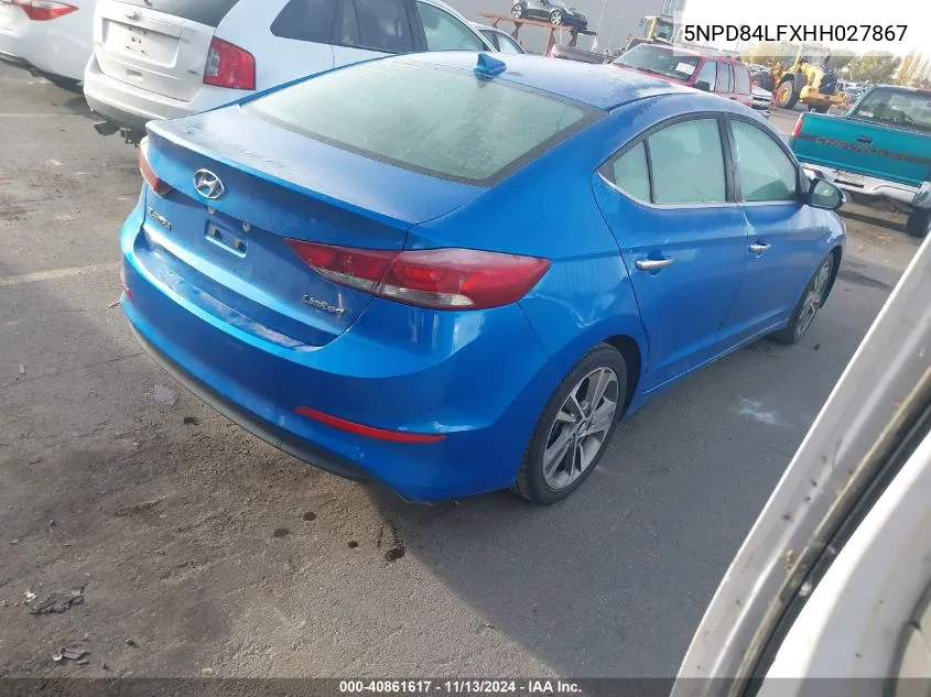 2017 Hyundai Elantra Limited VIN: 5NPD84LFXHH027867 Lot: 40861617