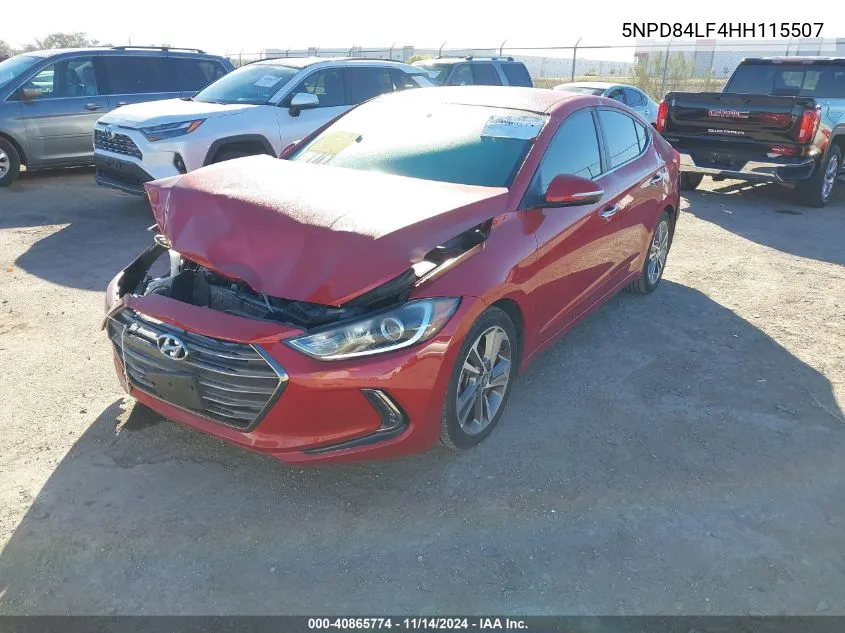 5NPD84LF4HH115507 2017 Hyundai Elantra Limited