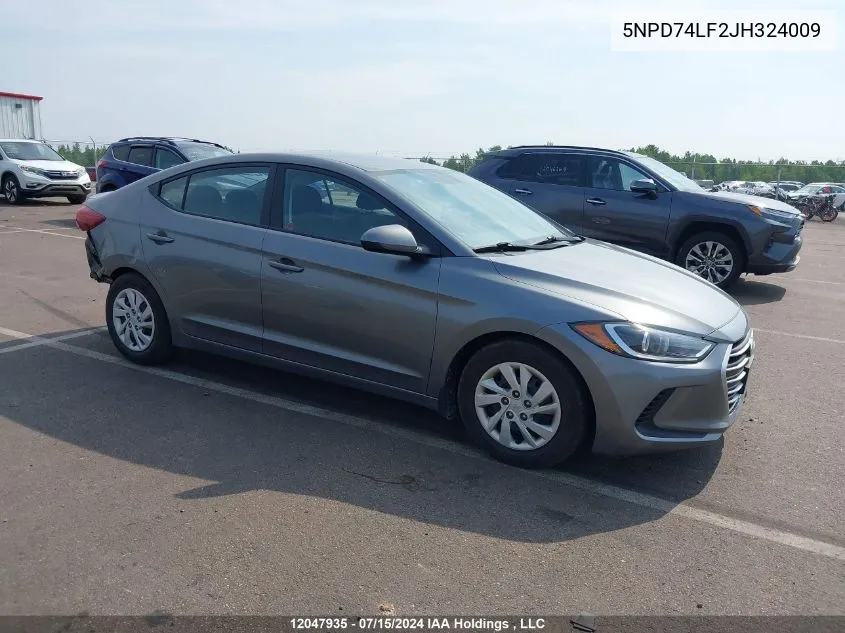 5NPD74LF2JH324009 2018 Hyundai Elantra Se