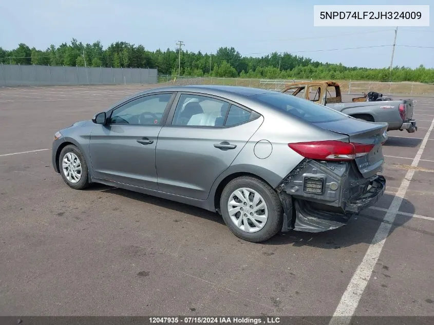 2018 Hyundai Elantra Se VIN: 5NPD74LF2JH324009 Lot: 12047935