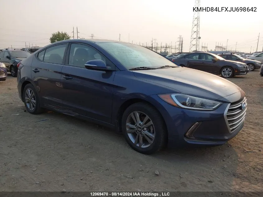 2018 Hyundai Elantra Sel/Value/Limited VIN: KMHD84LFXJU698642 Lot: 12069470