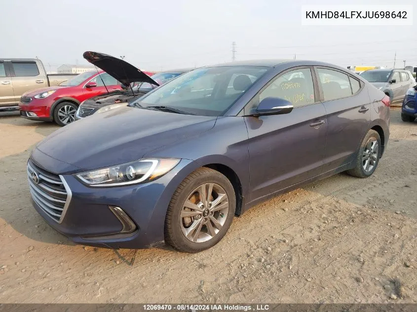 2018 Hyundai Elantra Sel/Value/Limited VIN: KMHD84LFXJU698642 Lot: 12069470