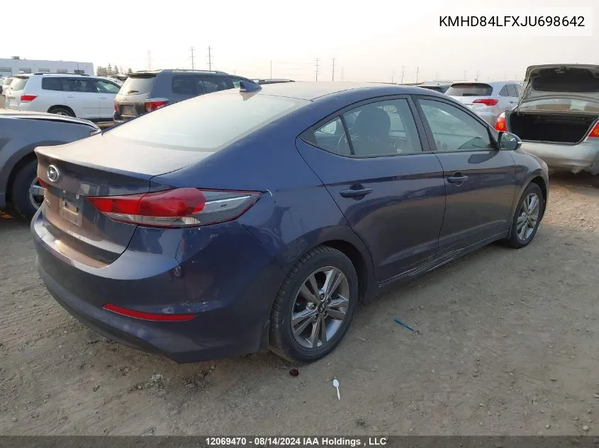 2018 Hyundai Elantra Sel/Value/Limited VIN: KMHD84LFXJU698642 Lot: 12069470