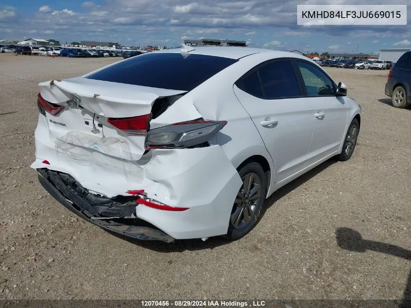 2018 Hyundai Elantra Gl VIN: KMHD84LF3JU669015 Lot: 12070456