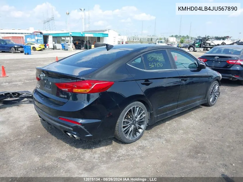 KMHD04LB4JU567890 2018 Hyundai Elantra Sport