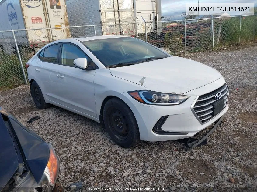 KMHD84LF4JU514621 2018 Hyundai Elantra Gl Se