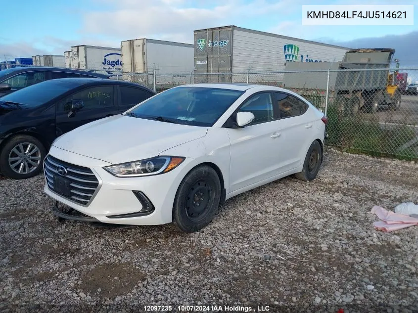 KMHD84LF4JU514621 2018 Hyundai Elantra Gl Se