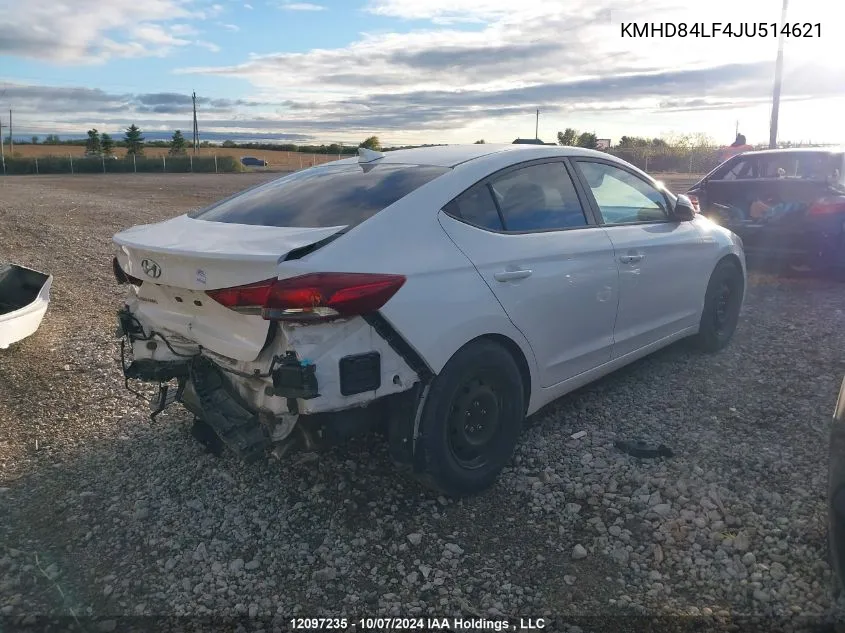 2018 Hyundai Elantra Gl Se VIN: KMHD84LF4JU514621 Lot: 12097235