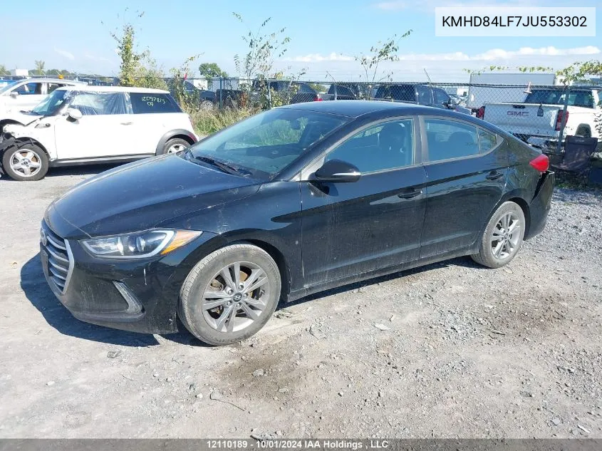 2018 Hyundai Elantra Gl VIN: KMHD84LF7JU553302 Lot: 12110189