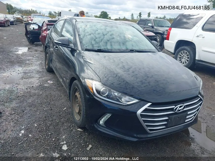 2018 Hyundai Elantra Gl VIN: KMHD84LF0JU468155 Lot: 12113003