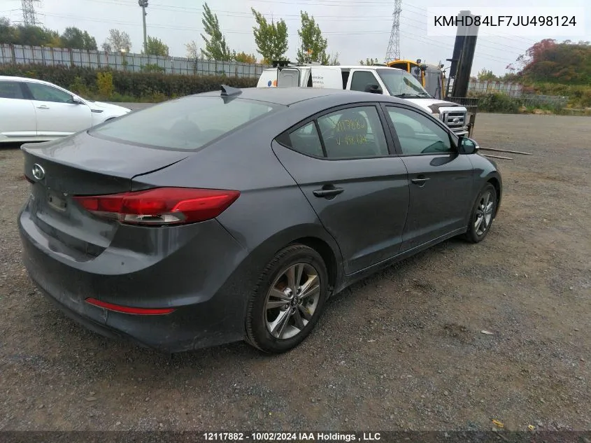 2018 Hyundai Elantra VIN: KMHD84LF7JU498124 Lot: 12117882