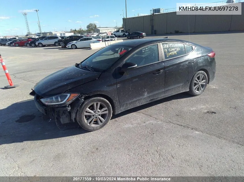 2018 Hyundai Elantra Gl VIN: KMHD84LFXJU697278 Lot: 20177559