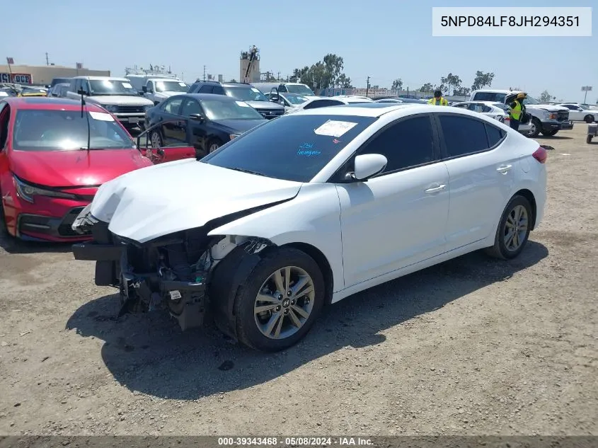 2018 Hyundai Elantra Value Edition VIN: 5NPD84LF8JH294351 Lot: 39343468