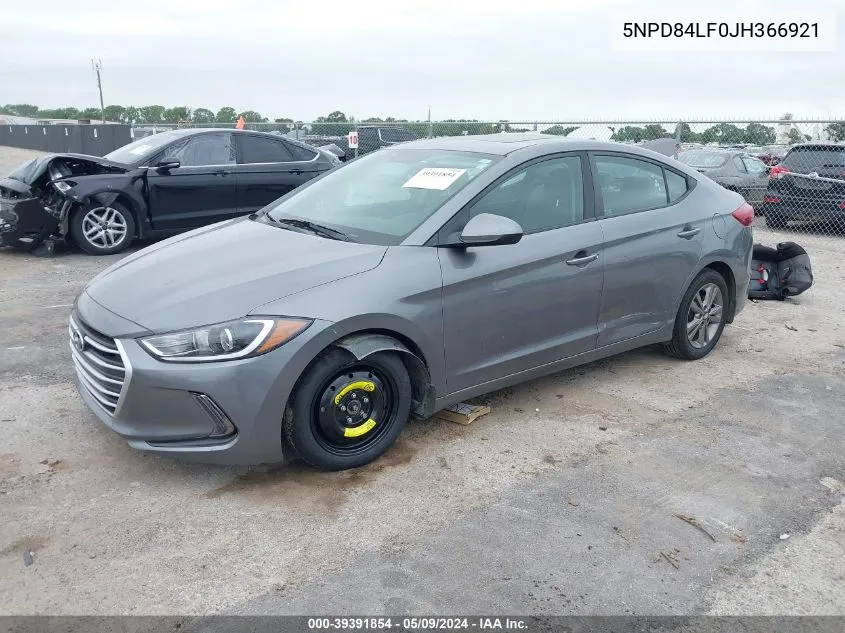 2018 Hyundai Elantra Value Edition VIN: 5NPD84LF0JH366921 Lot: 39391854