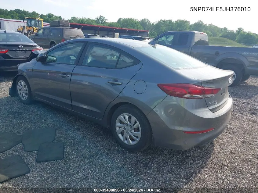 5NPD74LF5JH376010 2018 Hyundai Elantra Se