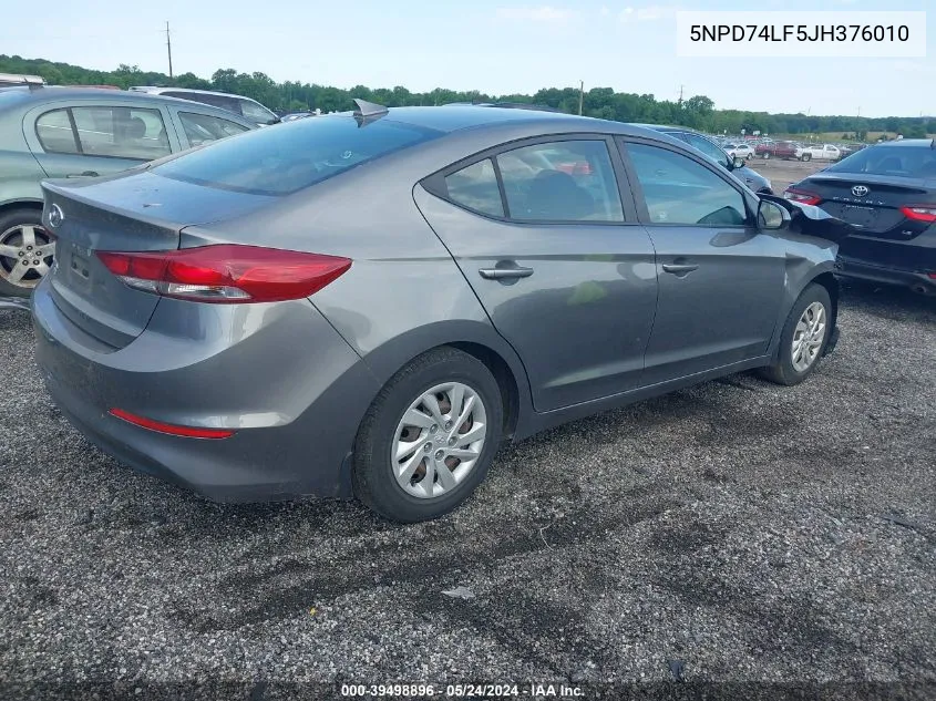 5NPD74LF5JH376010 2018 Hyundai Elantra Se