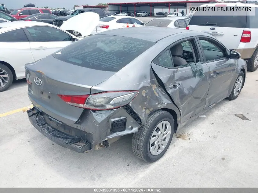 2018 Hyundai Elantra Se VIN: KMHD74LF8JU476409 Lot: 39631395