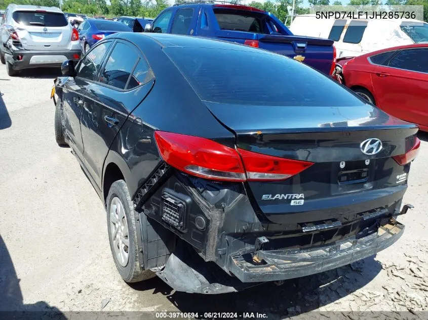 5NPD74LF1JH285736 2018 Hyundai Elantra Se