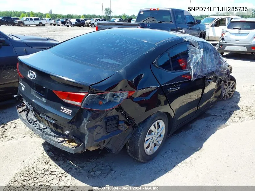 5NPD74LF1JH285736 2018 Hyundai Elantra Se