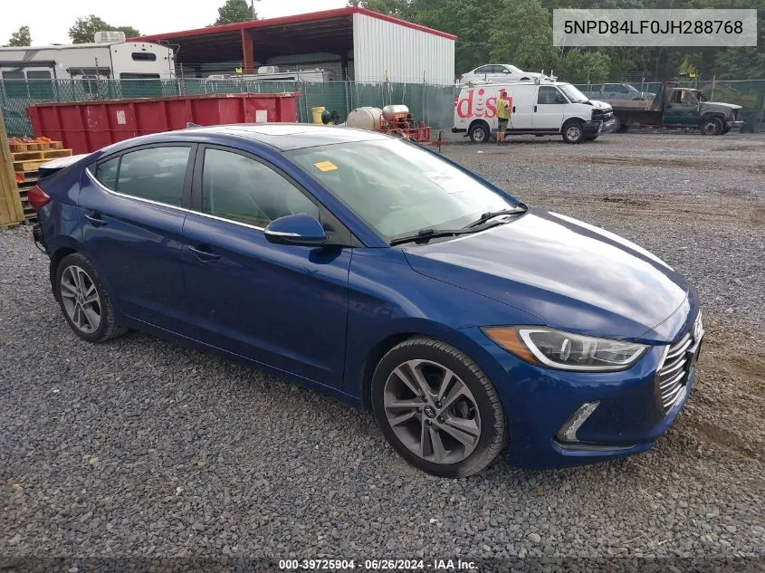 2018 Hyundai Elantra Limited VIN: 5NPD84LF0JH288768 Lot: 39725904